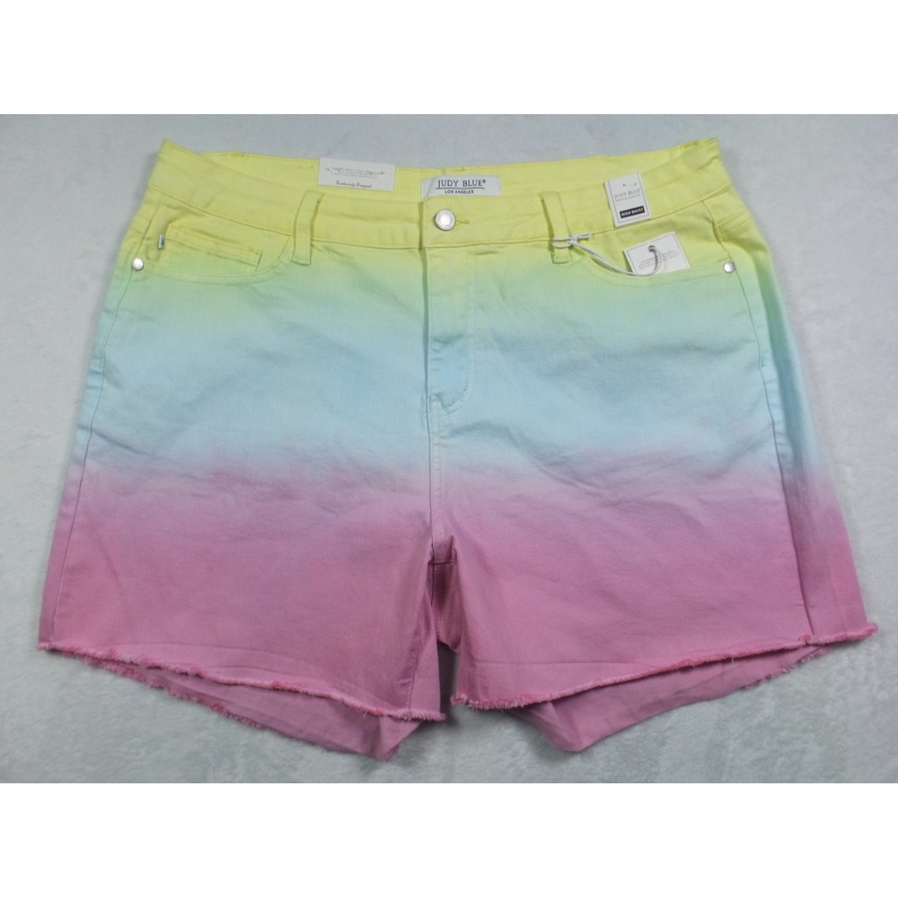 Judy Blue Jean Shorts Womens Size 2XL Pink Dip Dye Cut Off High Rise Stretch NWT